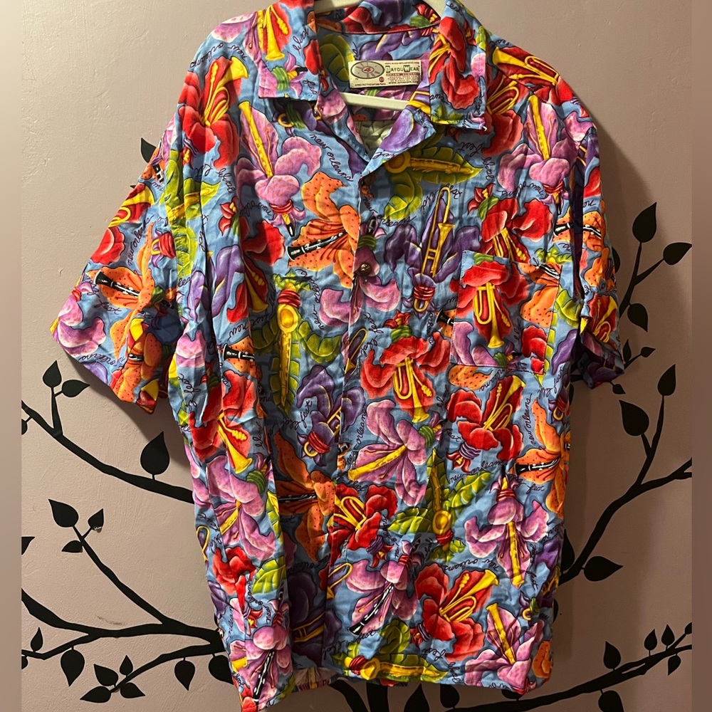 Bayou wear official jazz fest men’s 2XL big and tall button up shirt